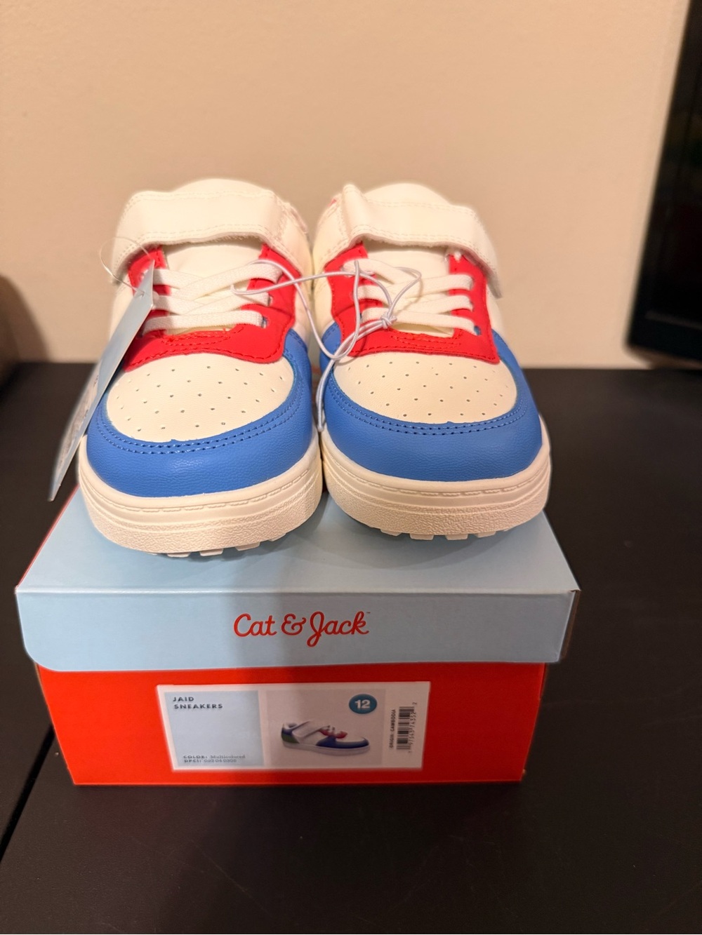 Cat & Jack Red, White & Blue Kids Sneakers with Velcro Strap